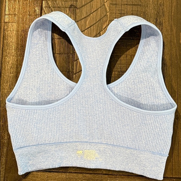 New Balance Set of 2 Sports Bras Racerback Ribbed White and Blue NWOT S - Picture 13 of 16